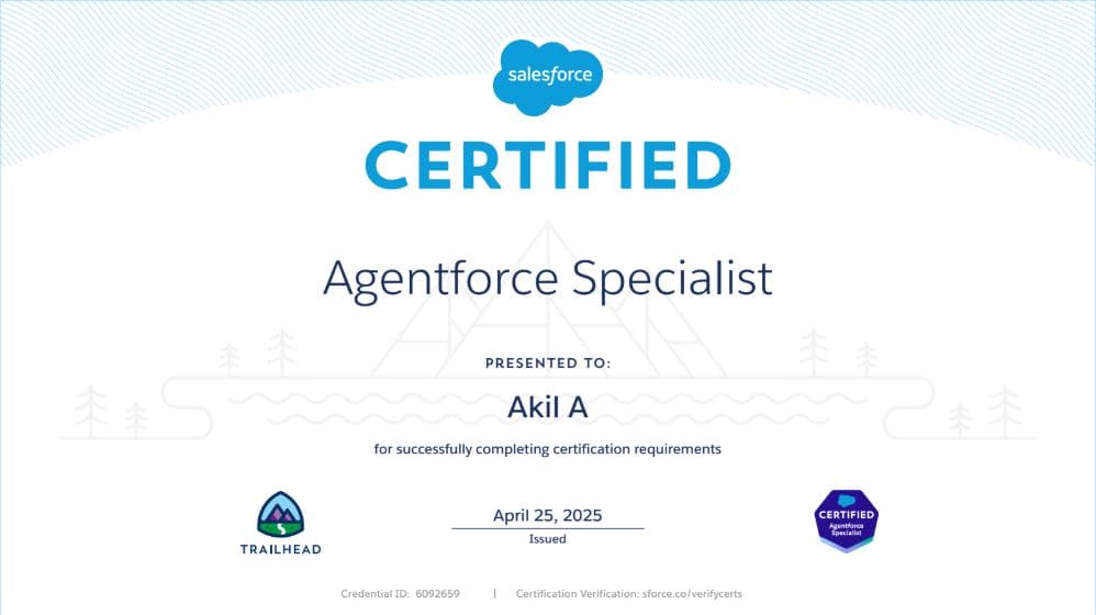 Salesforce Certified Agentforce Specialist